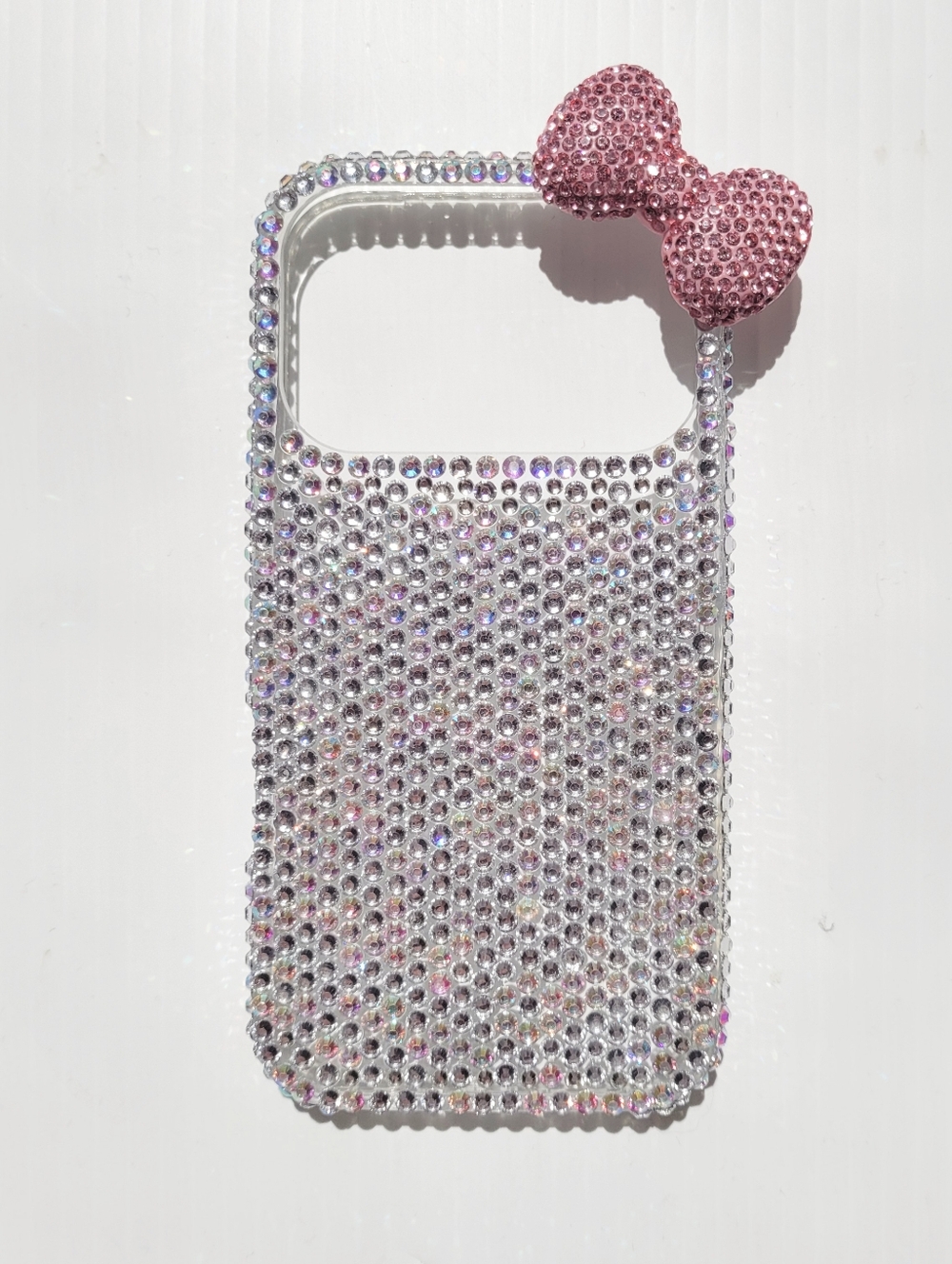 NEW IPhone 17 Pro Sparkling Rhinestones Pink Bow Crystal Phone Case - Bling